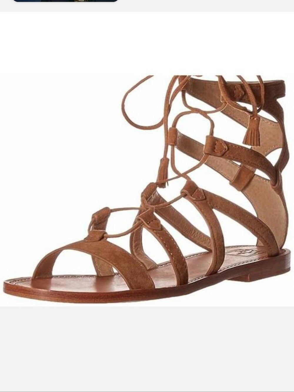 Frye Ruth Gladiator Short Suede Like Lace-Up Sandals in Sand/Brown Size 9 BoHo
